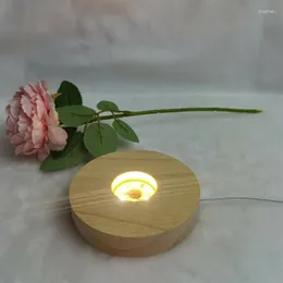 Lamphållare 2023 Kreativ roterande kristallglasboll Belysning Holder Trä LED Lätt bas Multifunktionell färgglad skärmstativ