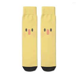 Meias masculinas Duck Face retas masculinas femininas meias de outono poliéster estampadas