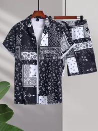 Herrspårar män slumpmässiga paisley halsduk tryck skjorta dragskort utan tee 230724