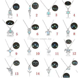 Lockets 16 Designs Luxury Glow In The Dark Stone Necklace Open 3 Colors Luminous Pearl Cage Pendant Necklaces For Women Ladies Fashion Dhtcu