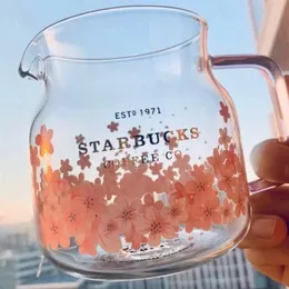 2021 Korea Starbucks Mugs Sakura Series Pink Teapot Glass 570ML Coffee Cups207m