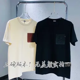 Herren-T-Shirts Edition Edition Original 23ss Luo Yiwei locker sitzendes, kurzärmliges, besticktes Leder-Rundhals-T-Shirt für Paare