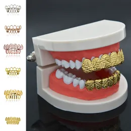 Grille dentystyczne unisex zęby Zestaw złoty srebrny kolor górny usta dolne czapki biodra biżuteria biżuteria zdejmowana moda 230721