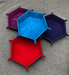 折りたたみ可能な六角形ダイストレイ装飾ダイスボックスRPG DNDゲームサイコロPUレザーストレージ装飾ディッシュ4758152 LL