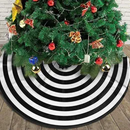 Christmas Decorations 90cm Black And White Stripes Tree Skirt Decoration Outdoor Blanket Merry For Home Year Noel