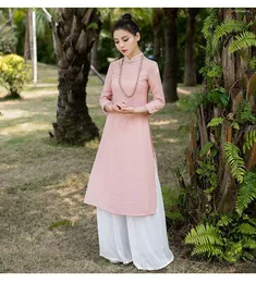 Ethnic Clothing Oriental Style Ao Dai Vietnam Traditional Dress For Women Graceful Chinese Qipao Cheongsam Vintage Elegant