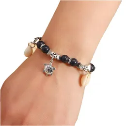 Kralen Handgemaakte Vrouwen Schelp Kralen Zeeschildpad Boheemse Oceaan Stijl Colorf Elastische Armband Zomer Sieraden Gift Drop Levering Armbanden Dhhln