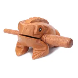 Embossing Thailand Traditional Craft Wooden Lucky Frog with Drum Stick Home Office Decor Yh461479