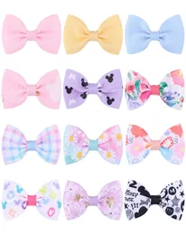 Baby Girls Barrettes Grosgrain Ribbon Bow Hairpins Kids Infant Hairgrips Grid Floral Hair Clips Accessories Solid Colors Clipper K3341004