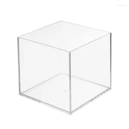 보석 파우치 150x150x150mm 5면 명확한 아크릴 공모 상자 큐브 디스플레이 케이스 소매 스탠드 컨테이너