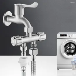 Bathroom Sink Faucets 1 PC 304 Stainless Steel Bibcock Washing Machine Faucet Double Use Laundry Mop Pool Tap Dual Handles Taps Thread