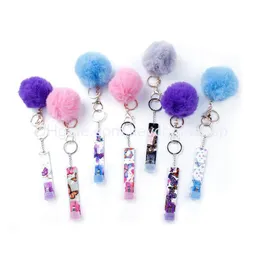 Key Rings Contactless Bank Card Grabber Party Favor Long Nail Keychain Diy Keyring With Plush Ball Drop Delivery Jewelry Dhgo2