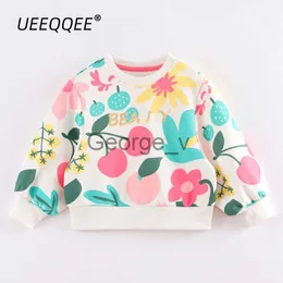 Hoodies tröjor Bomull Floral 2023 Spring Autumn New School Children Sweatshirt Toddler Casual Pullover Little Girls Clothing Kids Wear For 18y J230724