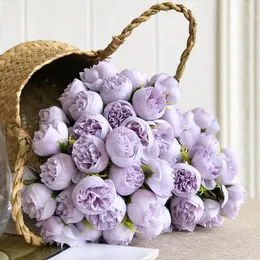 زهور زخرفية واحدة باقة 27 رأسا لطيف الحرير كاميليا الزهرة الاصطناعية ديي الزفاف المنزل