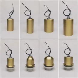 Lamp Holders Brass Material E27 E14 Ceramic Holder With Wire Light Socket Copper Cup Engineering Pendant Wall Accessories