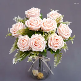 Dekoracyjne kwiaty 9 głowy wielki sztuczny kwiat róży bukiet sztuczne sztuczne