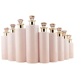 Plastic Toner Bottle Empty White Refillable 100ml 120ml 150ml 200ml 250ml 300ml 400ml 500ml Luxury Gold Diamond Lid Cosmetic Packaging Lotion Shower Gel Bottles