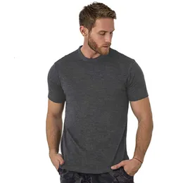 Koszule mężczyzn 100 Superfine merynosowe wełniane t -koszulowe warstwa podstawy Koszulka Wartość oddychająca Szybka sucha zapach przeciwprzepęzi No Itch USA Rozmiar 230724