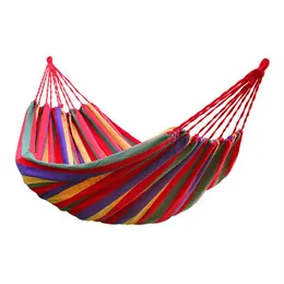 190cm x 80cm Stripe Hang Bed Canvas Hammock 120kg Strong and Comfortable Red2841