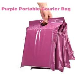 50pcs lots Purple Tote Bag Express Bag Courier Bags Self-Seal Adhesive Thick Waterproof Plastic Poly Envelope Mailing Bags afj250a