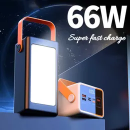 Power Bank 30000MAH 66W Super Fast Charger PowerBank for iPhone 14 Pro MaxラップトップバッテリーExterne LEDキャンプライト懐中電灯l230619