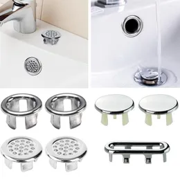 Set di accessori da bagno Anello di troppopieno per lavabo in plastica per cucina Bagno Adatto a tutti i tipi di lavandini Doppio placcato argento