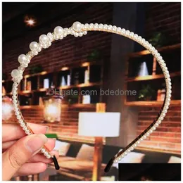 Headbands Update Pearl Headband Beads Bow Crown For Women Girls Bridal Hair Hoop Fashion Jewelry Will And Sandy Drop Delivery Hairjewe Dhuae