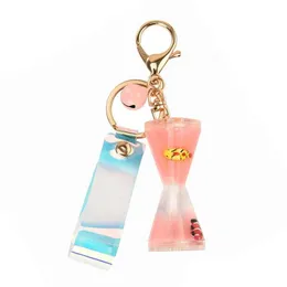 Keychains Lanyards Fashion Accessories Glitter Hourglass Quicksand Pvc Key Backpack Pendant Couples Women Men Boyfriend Friend Keychain Gi