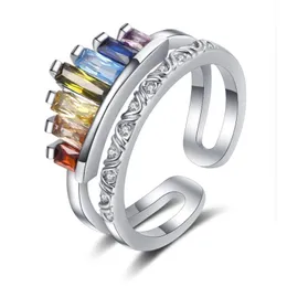 Anelli a grappolo Anello arcobaleno con apertura regolabile per le donne Fashion Engagement Band Charm Jewelry Drop Delivery