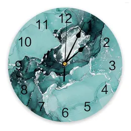 Wall Clocks Marble Texture Ink Chinese Style Bedroom Clock Large Modern Kitchen Dinning Round Living Room Watch Home Decor