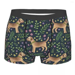 Cuecas Masculinas Border Terriers Primavera Moda Floral Cueca Dog Lover Moda Boxer Shorts Masculino Cintura Média S-XXL