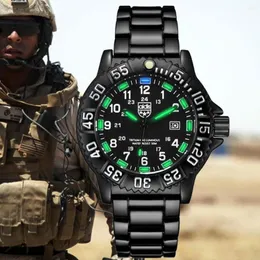 Armbandsur addies varumärke mode mäns rostfritt stål titta blått grönt lysande nylon kvarts vattentät utomhus militär