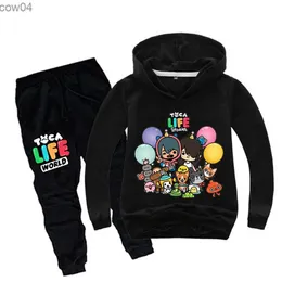 Toca Boca Life World Bebek Erkek Erkekler Toca Life World Sweatshirt Setleri Çocuk Üstleri+Pantolon Çocuk Erkek Kızlar Giysileri Hoodies Suit L230625