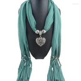 Scarves Elegant Women Scarf Pendant Necklace Nature Stone Fringe Tassel Jewelry With Beads Ethnic