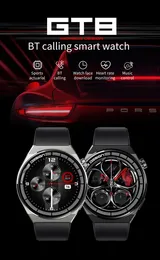 GT8 Smart Watch 1,28-tums rund pekskärm NFC Access Control Wrist Sport Watches Wireless Charging Hevert