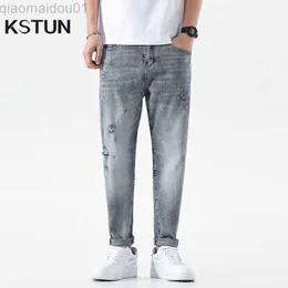 Мужские джинсы разорванные джинсы для мужских брюк гаремы растягиваются свободные мешковатые брюки.