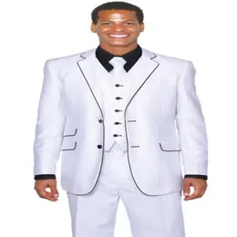 Brand New Two Button White Notch Lapel Wedding Men Suits Noivo Smoking Men Party Groomsmen Ternos Jaqueta Calças Colete Gravata J870296K