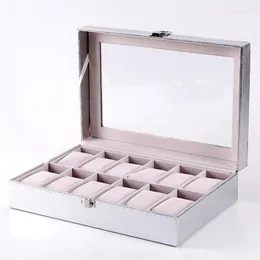 Obserwuj pudełka luksusowe 6/10/12 siatki ręcznie robione kolorowe pudełko ze zegara ze zegara pu