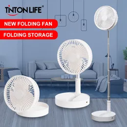 Inne domowe ogród Tinton Life Folding Portable Fan USB Air Cooler Cicha ładowna podłoga bezprzewodowa stoi do biurka kempingowego 230721