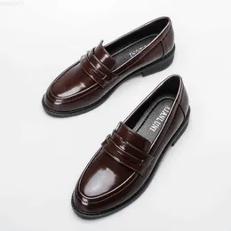 Dress Shoes Real Oxford Shoes Women Brown Leather Flats British Girls Street Shoes Ladies Derby Shoes College Loafers Women Solid Moccasins L230724