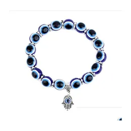 Bärade 8mm 10mm Lucky Fatima Blue Evil Eye Charms Strands Armband Pärlor Turkiska pseras för kvinnor Drop Leverans smycken DH7JB