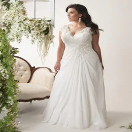 Элегантные шифоновые свадебные платья Appliqued Plus Plus Size