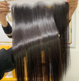 13x4透明レース前頭直線100％ベトナム生の生の人間の未加工の自然色の髪の延長閉鎖