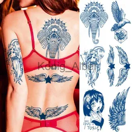 Tatuagens Temporárias 8 Pçs/lote Tatuagem Temporária Atacado Herbal Semipermanente de Longa Duração Adesivo de Tatuagem Falsa Azul Sexy Mulheres Adulto Arte Corporal Asas x0724