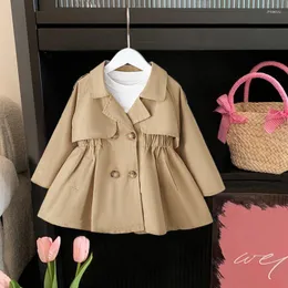 Jacken Mädchen Trenchcoat Kinderkleidung Frühling und Herbst Koreanische Mode Mittellange Klappenkragen Oberbekleidung 2023