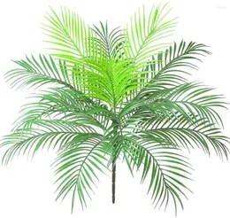 장식용 꽃 인공 열대 야자 잎 덤불 식물 ​​녹색 1 pcs 플라스틱 areca 15 잎 63cm 높이