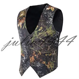 Camo Print Bräutigam -Westen Hunter Hochzeitswesten Camouflage Slim Fit Herren Westen gegen Nacken Custom Made2151