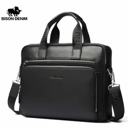 BROCTHUSES BISON DENIM MEN BAG äkta läderbristor14 "Laptop Men s Business Crossbody Messenger Shoulder For Man N2333 3 230724