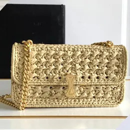 Woven Chain Handbag Woven Underarm Bag Women Shoulder Purse Flap Messenger Bags Hollowed Out Straw Weaving Metal Hardware Letters Top Quality Handbags