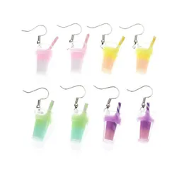 Charme Personnalité Boucle D'oreille Pour Les Femmes En Verre À La Main Mignon Filles Cadeau Crème Glacée Amusant Boisson Tasse Boucles D'oreilles Européen Et Américain Drop Delivery Jewe